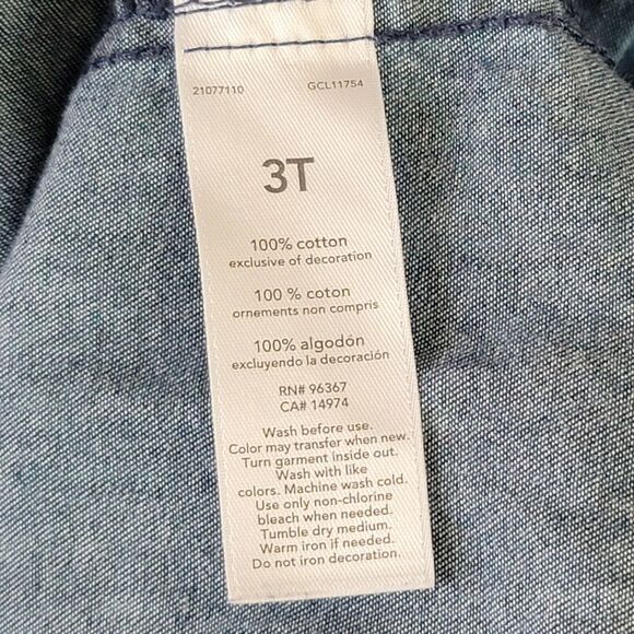 Toddler Dress 3T OshKosh B'gosh Chambray Blue Denim Western Floral Polka Dots - Picture 5 of 5